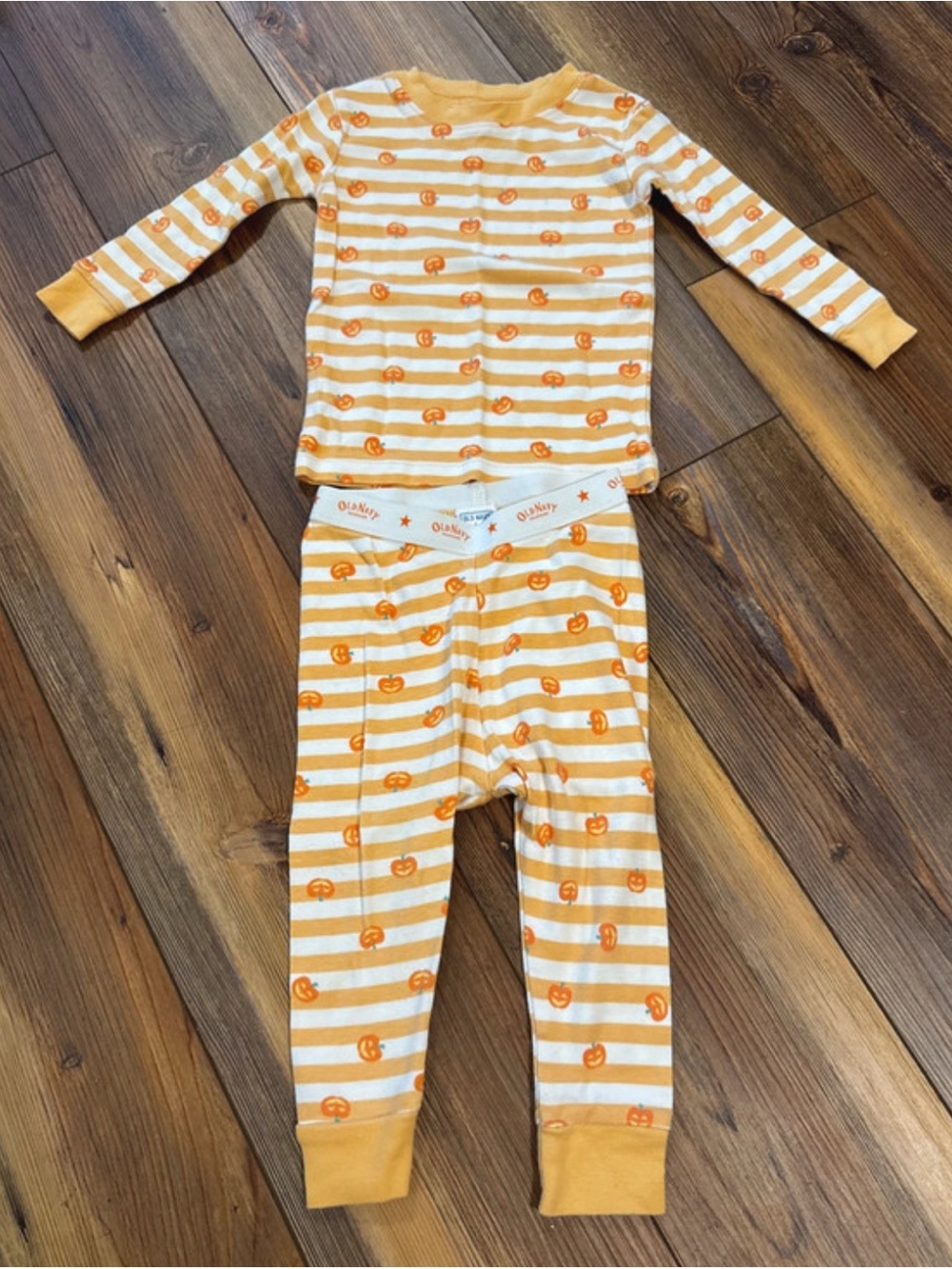 Old Navy 6-12 months Kids Orange Stripe Pumpkin Pajama Set